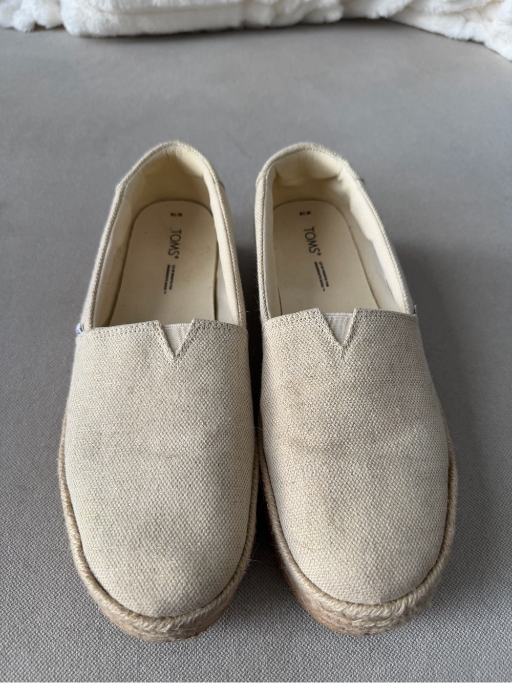 Toms Natural Beige with gold flecks Slip-On Espadrilles